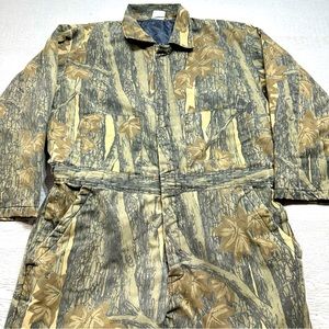 Vintage Trebark Hunting Coveralls XL Green Camo Camouflage Quilted Insulated